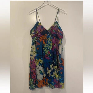 Morgan McFeeters Silk Floral Empire Waist Baby Doll Slip Dress Womens 12…